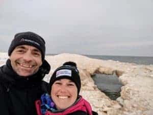 smiling couple with ice formation