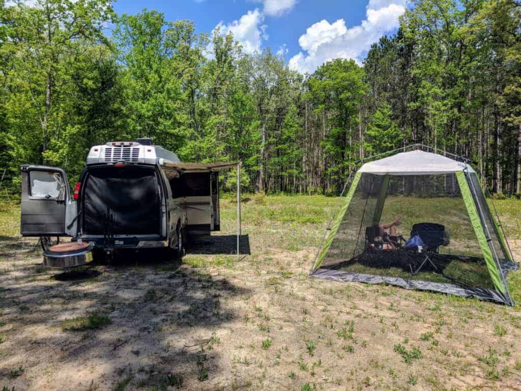 campervan in field