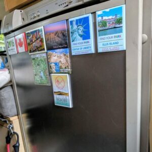 RV refrigerator door with magnets