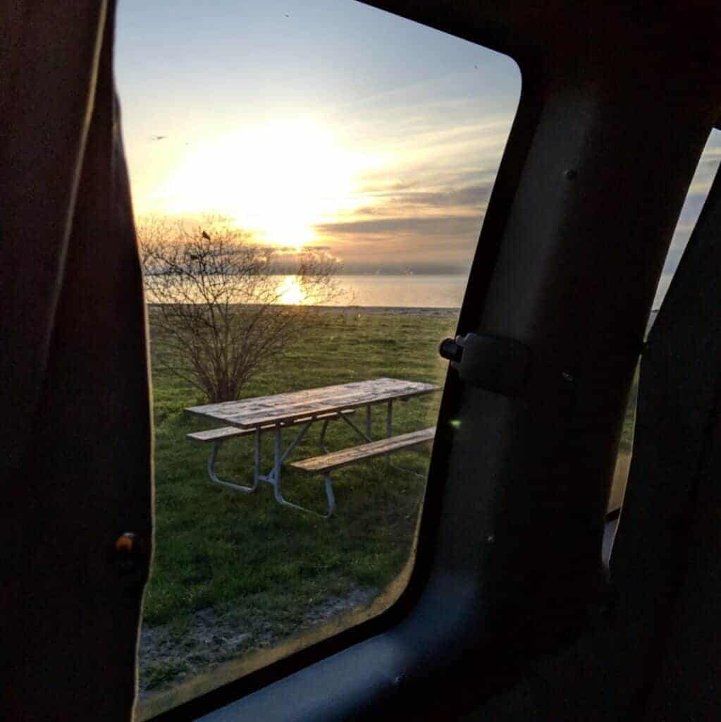 Sunrise picture over Lake Erie from Michigan
