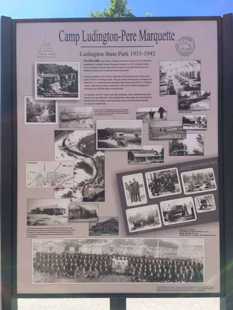 Historical sign about Ludington State Park