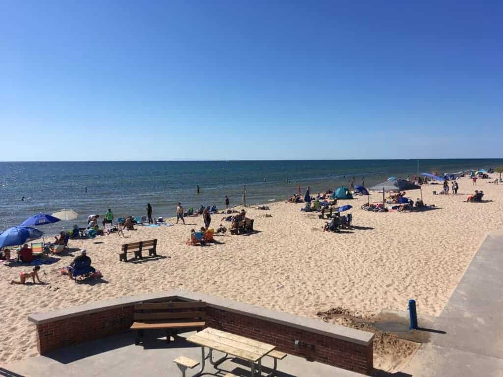 People on the beach at Ludington State Park