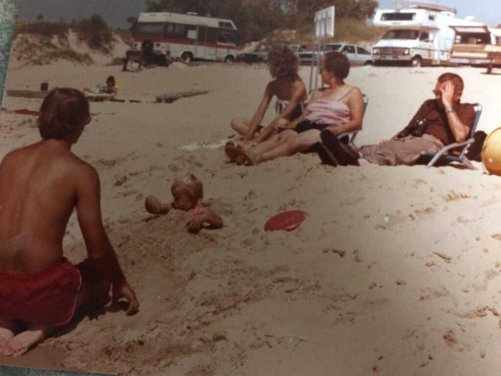 People on the Ludington State Park Beach in 1983