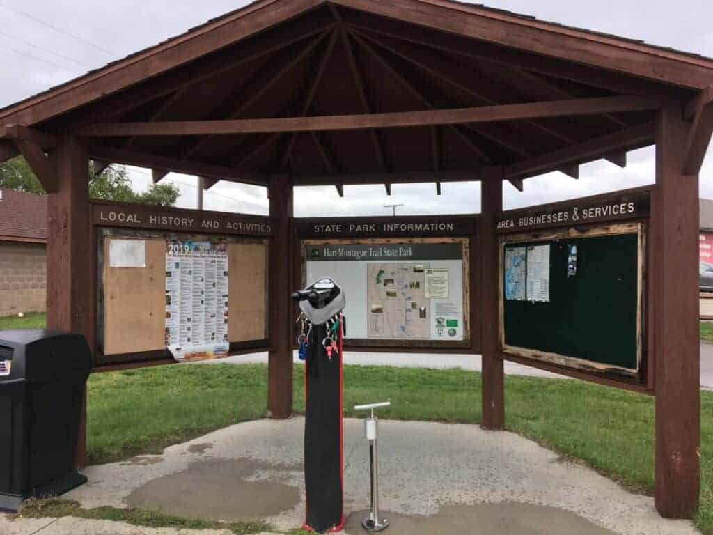 Bike fix-it station at Hart-Montague State Park